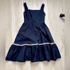 Collectif Tiered Navy Blue Midi Dress
